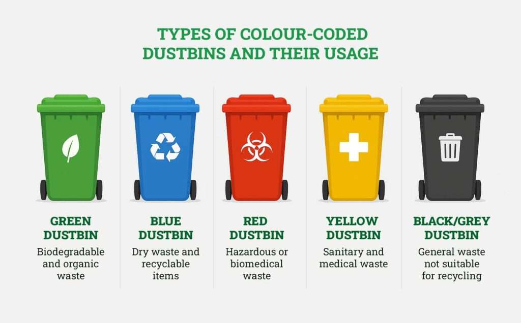 Types of Colour Coded Dustbins Visual Image
